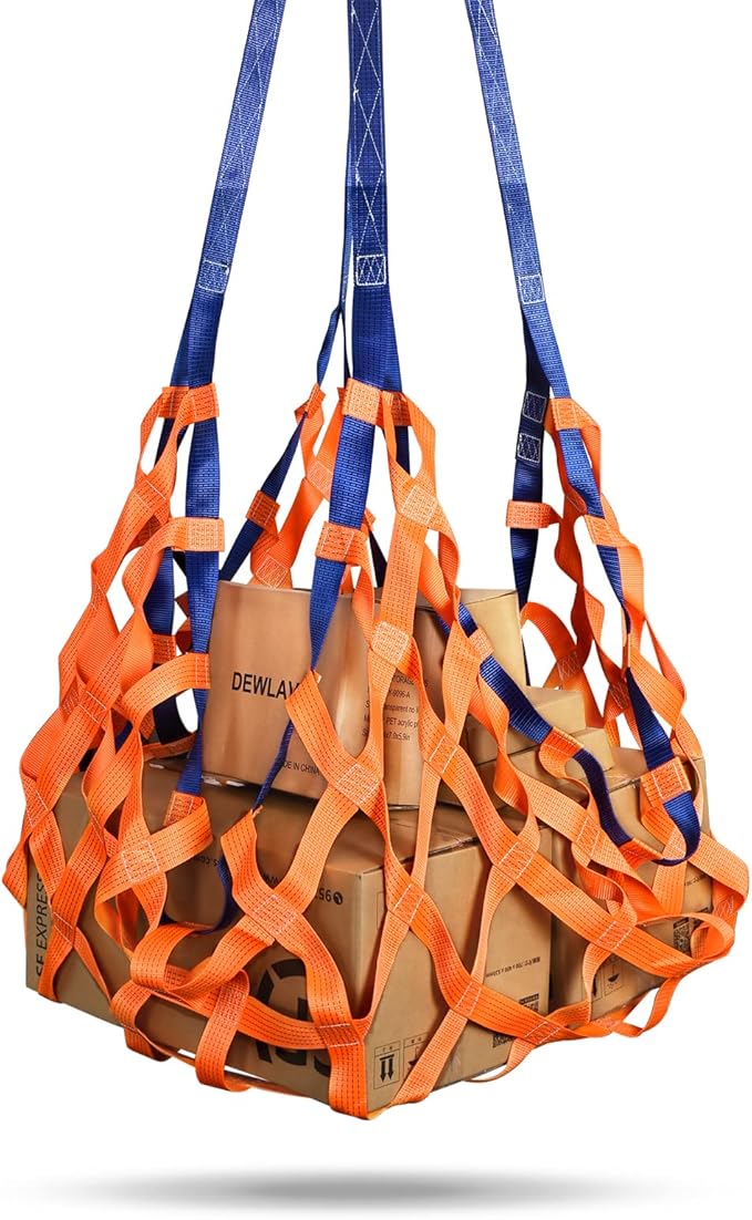 4.92' x 4.92' Cargo Lifting Nets - Flat Polyester Sling Hoisting Net - Max. Load Capacity: 2200lbs