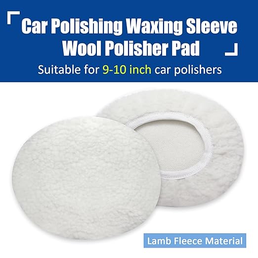 6 PCS Car Buffing Pads for 9-10 Inch Orbital Polisher, Lamb Fleece Polishing Pad Buffer Polisher Bonnets, 9-10 Inch Polishing Pads Cover Waxing Pads for Car Detailing (White)