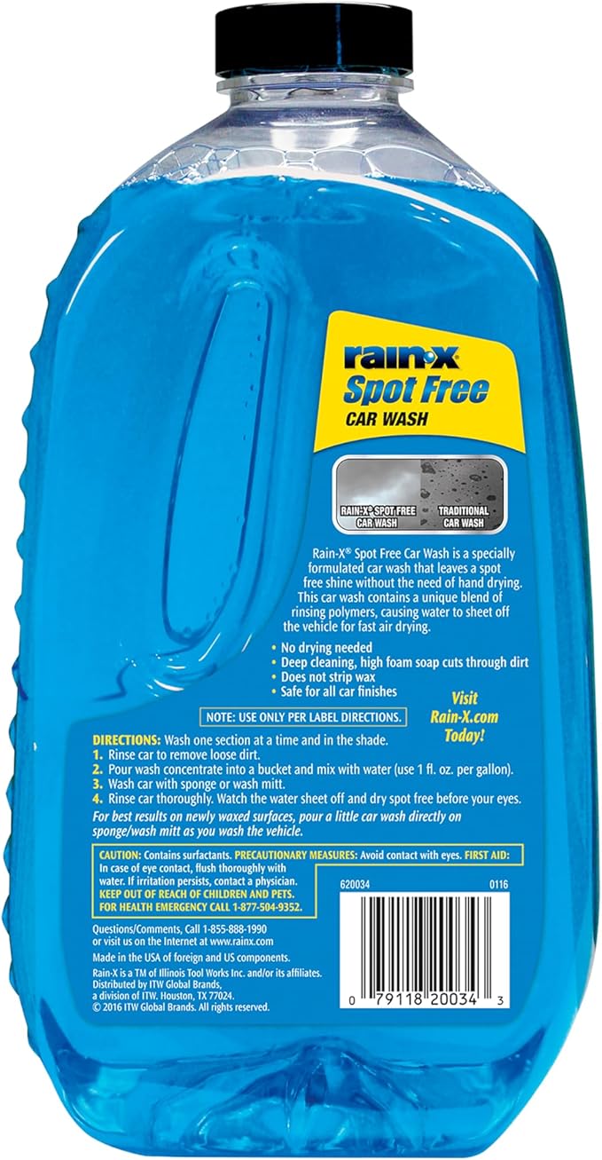 Rain-X 620073 - Car Wash Deep Cleaning, High Foam Soap Provides Spot Free Shine with No Towel Or Hand Drying Needed - Car soap for car cleaning and detailing 48 fl oz