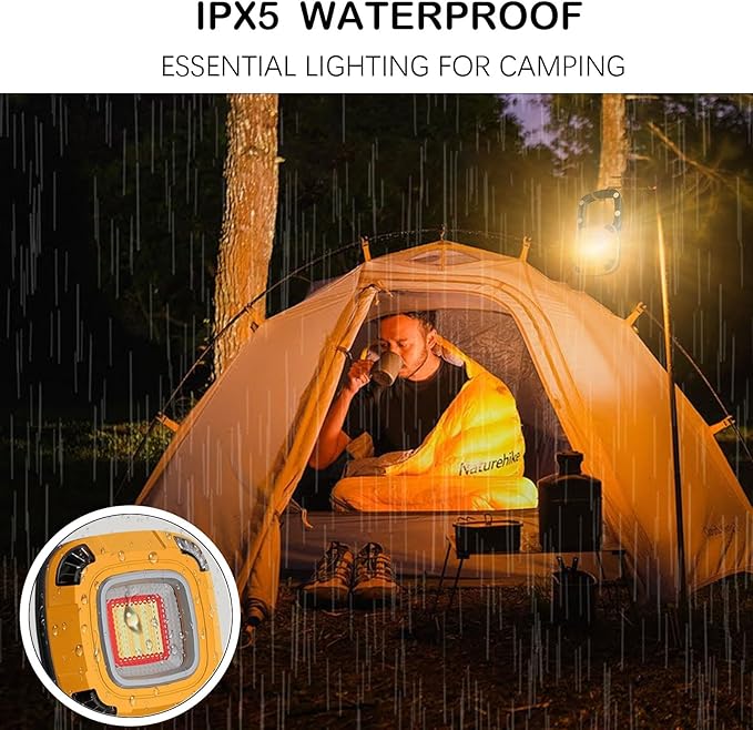 2000LM Magnetic Work Light Rechargeable with 9 Modes, IPX5 Waterproof with Camping Light, Foldable, Emergency & Car Repair (6000mAh)