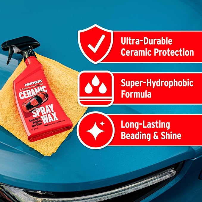 Mothers California Gold Ceramic Spray Wax, 16 oz. – Super-Hydrophobic, Delivers Deep Gloss, Relentless Beading & Long-Lasting Shine in a Quick, Easy, User-Friendly Spray-On Formula (05766)
