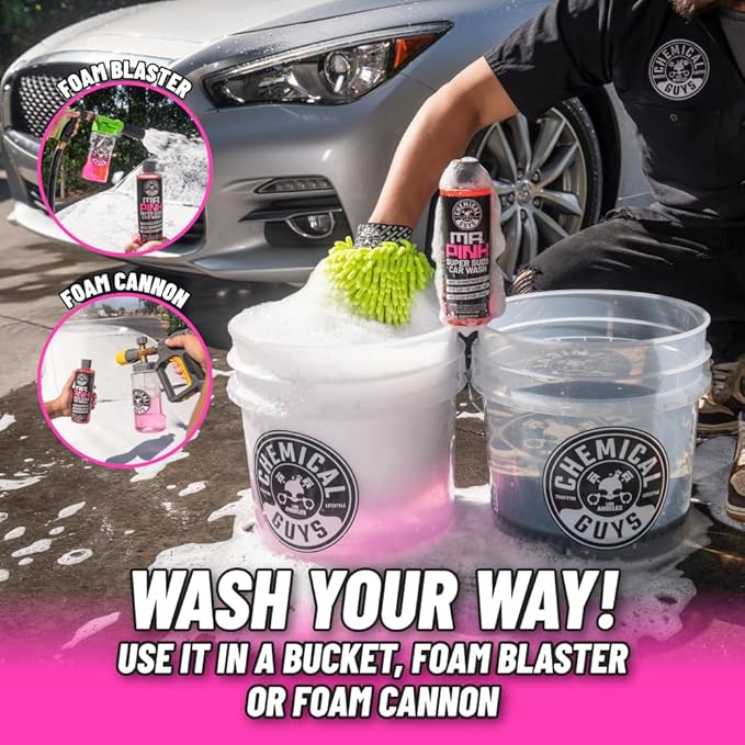 Chemical Guys Mr. Pink Foaming Car Wash Soap (Works with Foam Cannons, Foam Guns or Bucket Washes) Safe for Cars, Trucks, Motorcycles, RVs and More, Candy Scent, Extra Large Size 32 fl oz - CWS_402_32