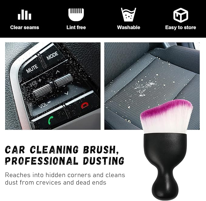 Ziciner 2 PCS Car Detailing Brush, Curved Soft Bristles Auto Removal Dust Collectors, Universal Vehicle Dashboard, Air Conditioner Vents etc Interior Cleaning Tool Accessories (Purple)