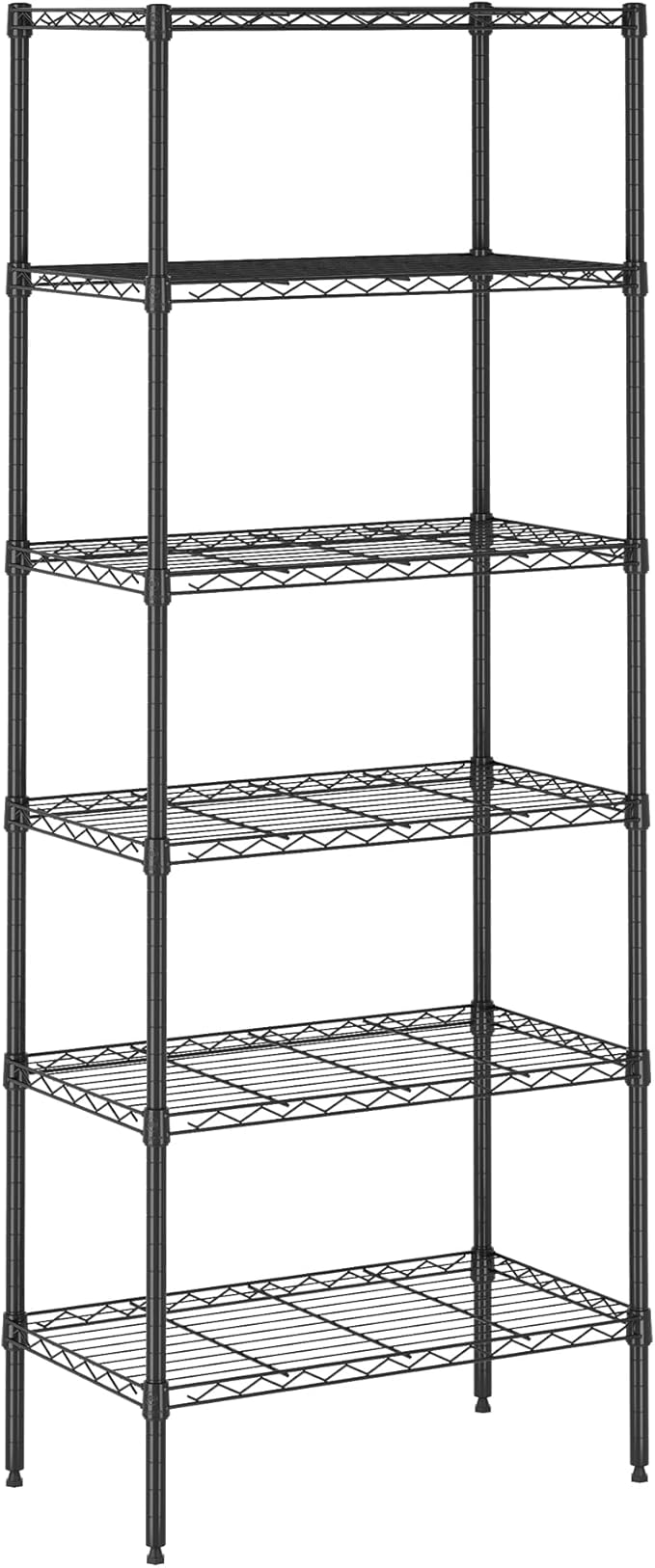 Furinno Wayar Metal Storage Shelf Rack, 6-Tier, 23 x 13 x 59, Black