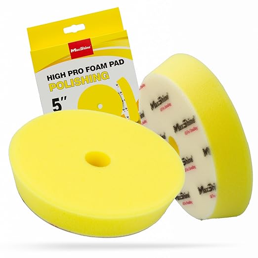 Maxshine 5” Universal High Pro Polishing Foam Pad – Compatible with DA & Rotary Polishers – Professional Detailing Pad for Swirl Removal & Gloss Clarity – Washable & Reusable – Hook & Loop Backing