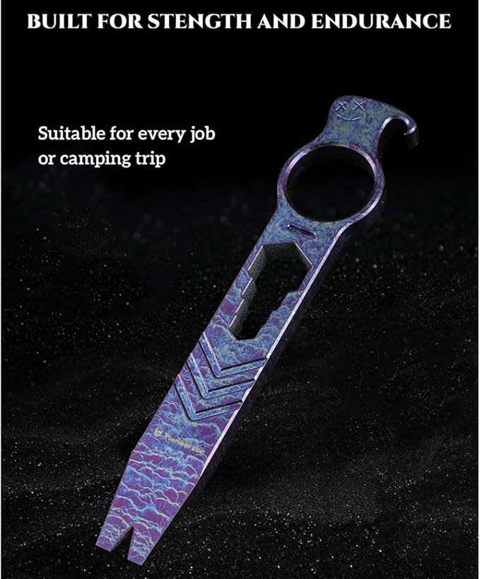Titanium Pry Bar Bottle Opener, 5.51" Multi Tool Crowbar with Multi-size Wrench/Screwdriver/Nail Puller Function QG002