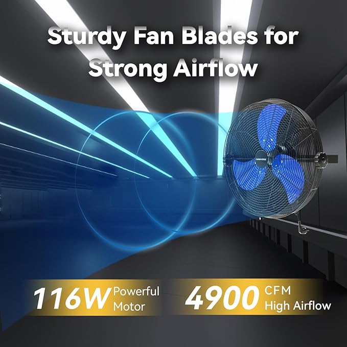 18 Inch Wall Fan Pro Series - 4900 CFM 3 Speed High Velocity Industrial Wall Mount Fans for Commercial, Residential, Warehouse, Covered Patio, Shop, Garage, Barn, Gazebo UL Safety Listed