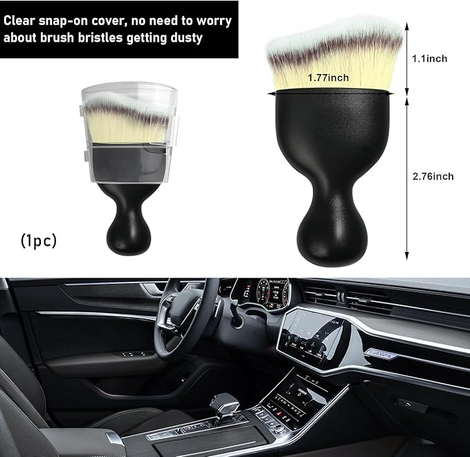 Ziciner Car Detailing Brush, Curved Soft Bristles Auto Removal Dust Collectors, Universal Vehicle Dashboard, Air Conditioner Vents etc Interior Cleaning Tool Accessories (Beige)