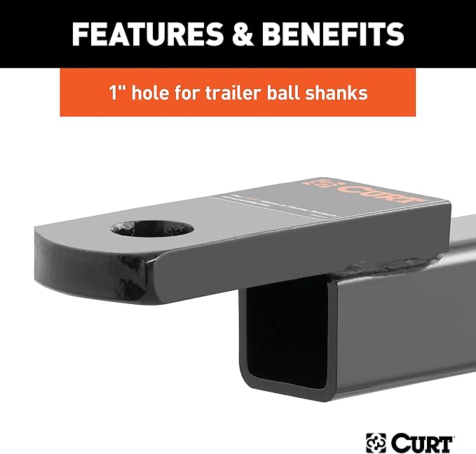 CURT 45020 Class 3 Trailer Hitch Ball Mount, Fits 2-Inch Receiver, 7,500 lbs, 1-Inch Hole, 2-In Drop, 3/4-Inch Rise