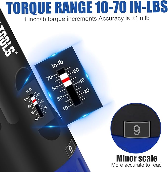 BULLTOOLS Torque Screwdriver Wrench Set, 10 to 70 Inch Pounds Torque Wrench Set for Bike Repairing and Mounting