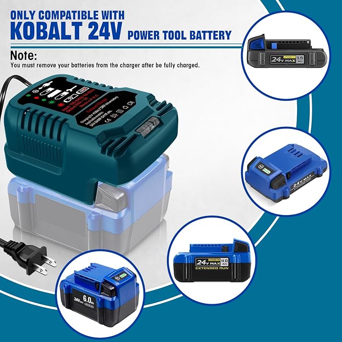 Mini Charger for Kobalt 24V Battery - 1/4 Size of KRC 2445-03 Original, for Kobalt 24V Max Battery KB224-03 KB424-03 KB524-03 KB624-03