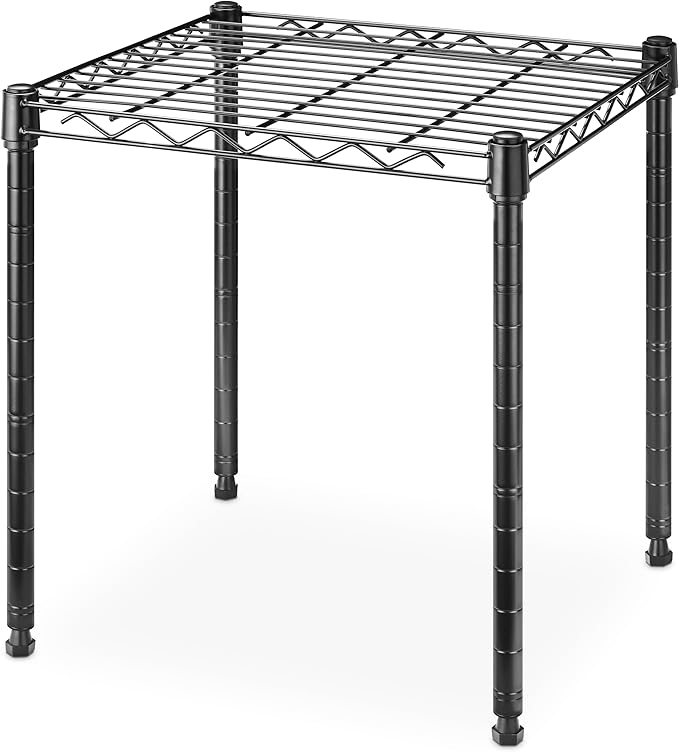 Whitmor 1 Tier Supreme Stacking Shelving Unit, Wire Metal Home Storage Organizer, 15" L x 14" W x 15" H, Black