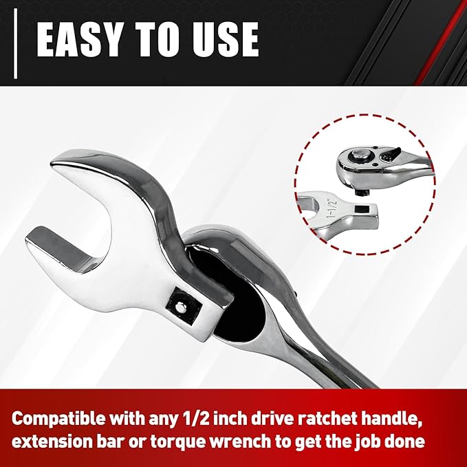 C&T 14-Piece 1/2” Drive Jumbo Crowfoot Wrench Set, SAE Sizes from 1-1/16" to 2" with Storage Tray,Chrome Vanadium Steel and Fully Polished Chrome Finished