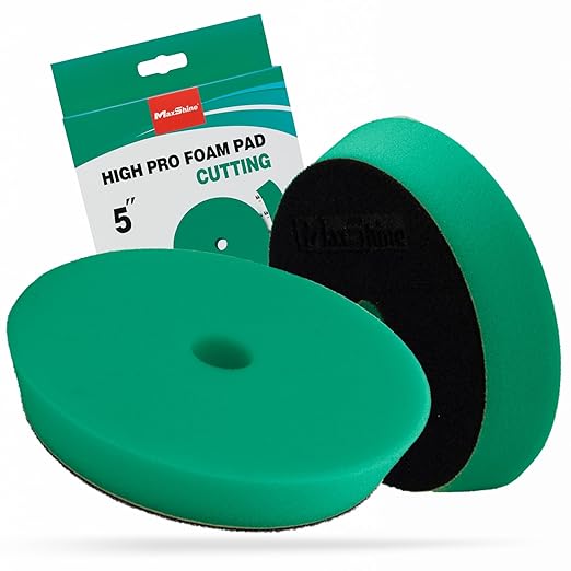 Maxshine 5” Universal High Pro Heavy Cutting Foam Pad – Compatible with DA & Rotary Polishers – Professional Detailing Pad for Aggressive Paint Correction – Washable & Reusable – Hook & Loop Backing