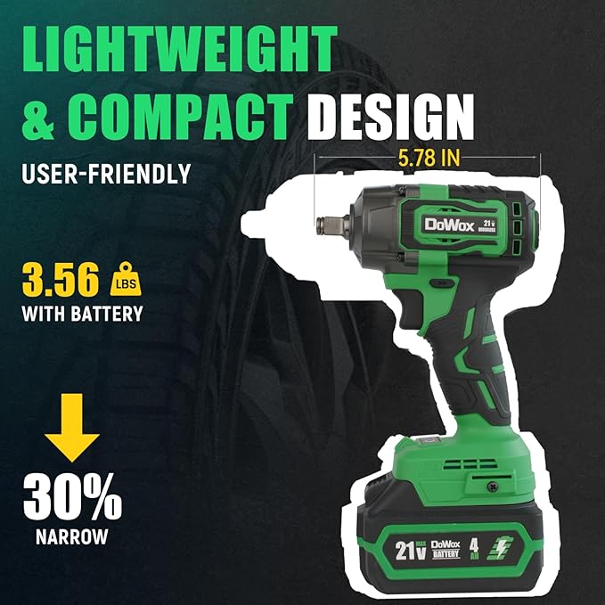 Cordless Impact Wrench, 400Ft-lbs (540N.m) Max Torque, 1/2 Impact Gun w/Brushless Motor, Compatible with Makita 18V Battery, Fast Charger, 4 Sockets, Socket Adapter, Nut Bits and Tool Bag