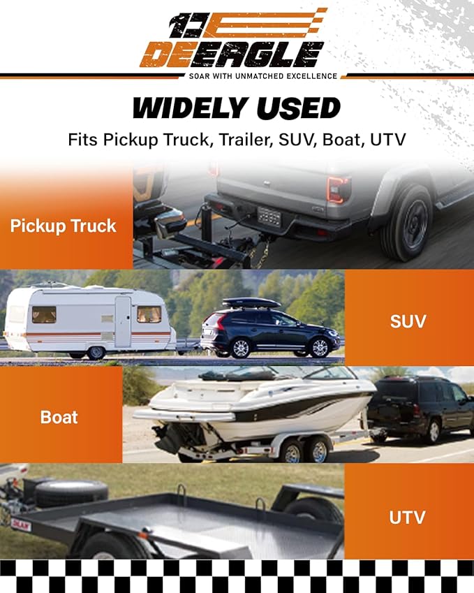 DEEAGLE 3 Ball Hitch with Hook, Tri Ball Hitch, 1-7/8", 2" and 2-5/16" Ball, Fit 2” Hitch Receiver, Heavy Duty Tow Hitch