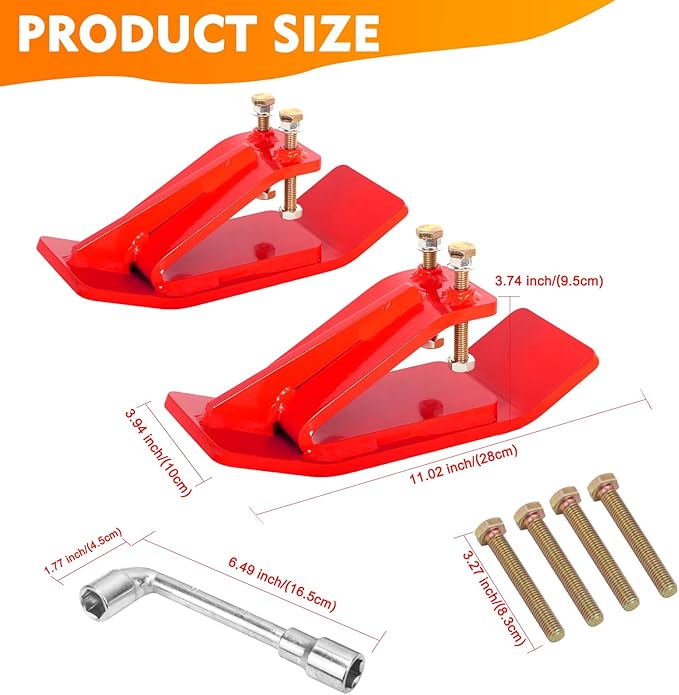 Tractor Bucket Protector, EBESTTECH 2 PCS Bucket Edge Anti-Skid Device Ski Edge Protector Double Hexagon Lock Nuts and Bolts,for Snow Leaves Removal Spreading Gravel,Red