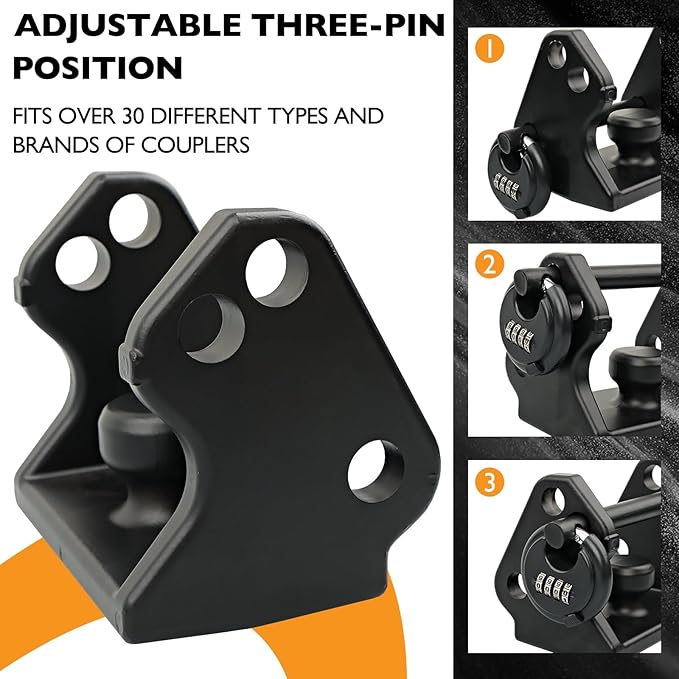 HQPASFY Trailer Hitch Lock with Combination Lock, Fits Over 2" to 2-5/16" Couplers - Black