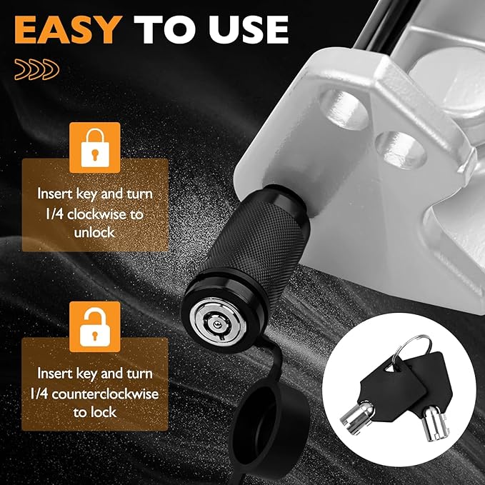 HQPASFY Trailer Hitch Lock, Trailer Coupler Lock with Pin, Heavy-Duty Coupler Lock Model Tl-33 Trailer Lock,Fits Over 2" to 2-5/16" Couplers - Silver