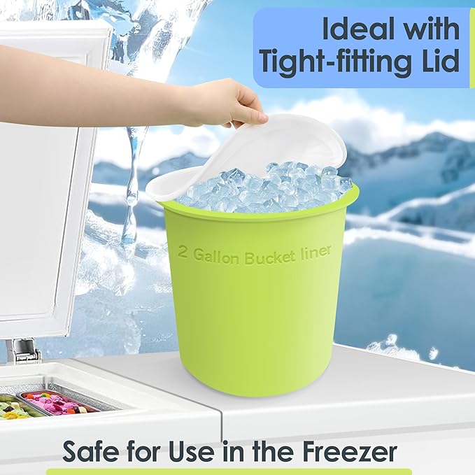 2 Gallon Silicone Bucket Liner with Measurements, 4mm Thick Reusable Flexible Silicone Liner, Leakproof Mixing Bucket for Epoxy Resin, Thinset, Paint, Cement, Concrete, Mud
