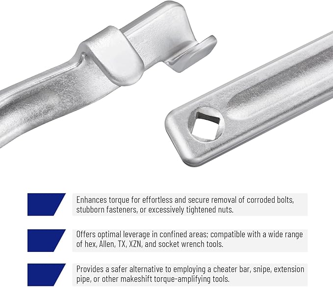 Wrench Extender Tool and Wrench Extender Tool Bar with 1/2 Inch Hole, Offset Extension Wrench Set with 1/2", 1/4" and 3/8" Square Drive Adapters