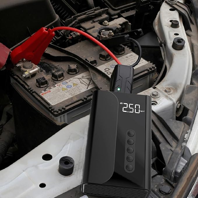 Jump Starter with Air Compressor Portable - 10400mAH - 150PSI – 12V Battery Booster, LCD Display, LED Lights, Power Bank Function Ultralight - RAPIKITS