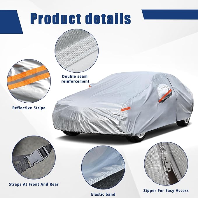 Kayme 6 Layers Car Cover Custom Fit for (2017-2023) Tesla Model 3 Waterproof All Weather for Automobiles,Outdoor Full Cover Rain Sun UV Protection