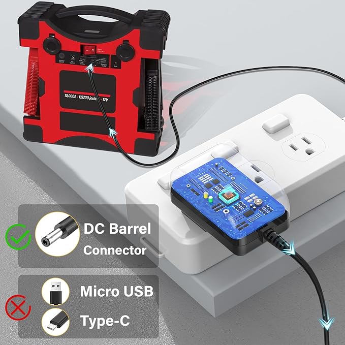 18V Jump Pack Charger Fits for Goodall Manufacturing JP-12-4000T JP-12-5000T JP-12-10000T Power Cord Supply AC DC Adapter for Goodall 12V Start-All Corded JumpPack Battery Charging Plug