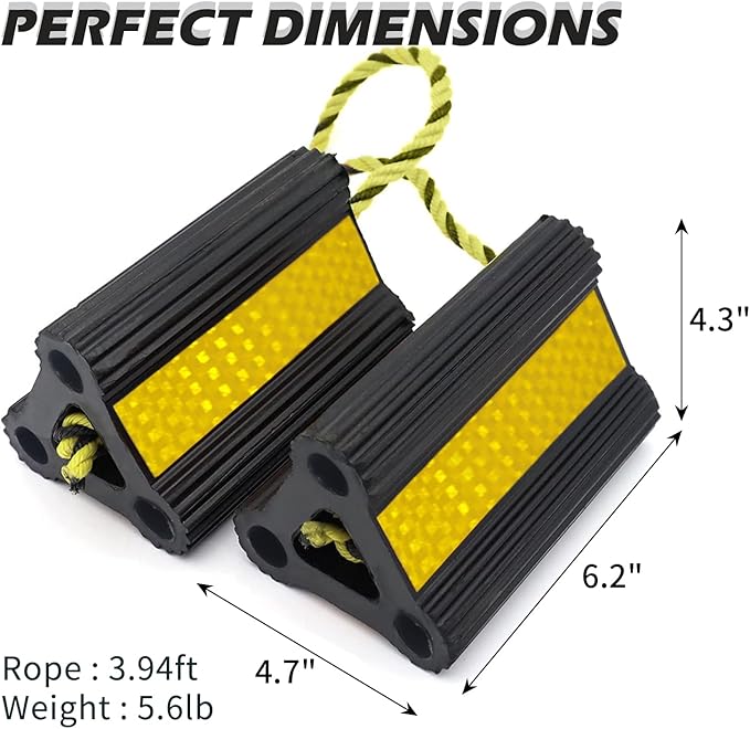 Rv Wheel Chocks for Trailers Camper Trucks and Small Aircraft Wheel Chock 4Pair8Pack Wheel Chocks Block with 3 Reflective Strips Versatile Heavy Duty Solid Rubber Wheel Immobilizers & Chocks
