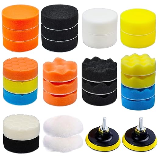 Car Foam Polishing Buffing Kit, Polishing Buffing Pads, Wool Pads,Polishing & Buffing Wheels, for Headlights & Body Foam Wax & Buffer Kits (27)
