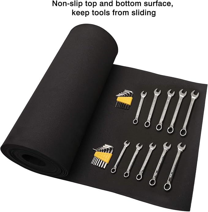 CASOMAN Professional Tool Box Liner, Drawer Liner, Shelf Liner, 18 inch(Wide) x 24 feet (Long), Non-Slip, Black