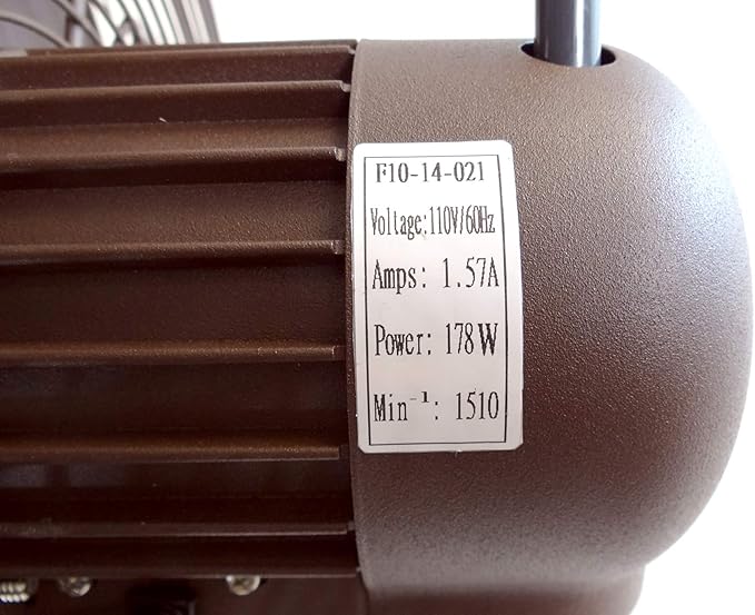 HydroMist Oscillating Wall Mounted Outdoor-Rated Fan, 3-Speed Cord Control, Hard Resin Mold-Resistant Fan Blade with Mounting Bracket and Black Vinyl Cover, Very Quiet Running, 18”, Dark Brown