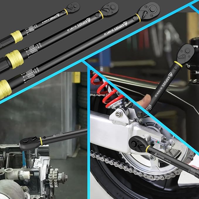 Torque Wrench Set - 5 Pcs 1/4” 3/8" 1/2" Drive, 20-240in.lb, 10-110Ft.lb, 30-250Ft.lb, 72-Tooth Ratchet, Dual-Direction, Dual Range Scales Click Torque Wrenches for Bike, Automotive, Motorcycle