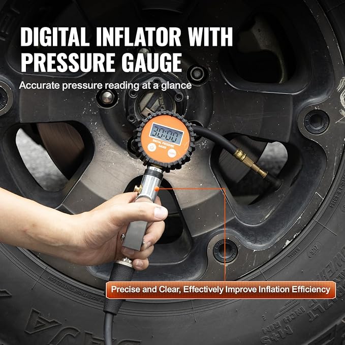 VEVOR 12V Heavy Duty Air Compressor with 6L Tank Kit, 6.35 CFM Portable Tire Inflator, 150PSI Offroad Air Compressor with Digital Pressure Gauge Tire Inflator for Trucks Car SUV 4 x 4 Vehicle RV