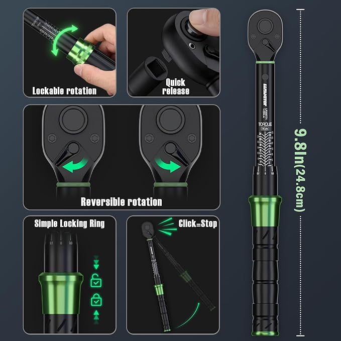 71pcs Bike Torque Wrench Set, Inch Pound Torque Wrench 1/4 Inch Drive, Bike Tool Kit, Bike Torque Wrench Set 10-230 Lbf.in(1.1-25.9N.m) Pro Bicycle Tool Kit (71PCS 10-230 Lbf.in)