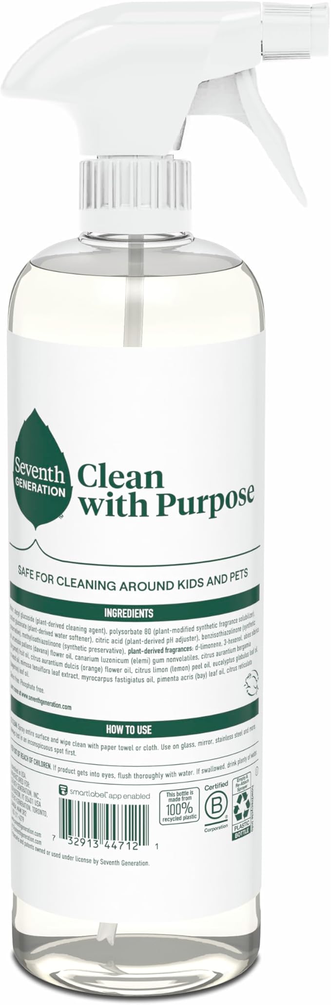 Seventh Generation Glass Cleaner,Biodegradable Formula,Sparkling Seaside Scent,23 oz,(Pack of 8)