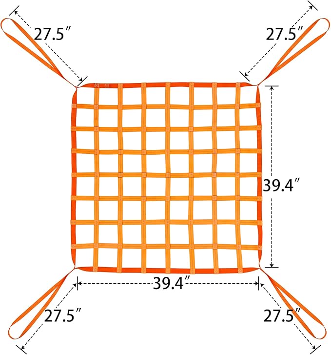 3.28' x 3.28' Cargo Lifting Nets - Flat Polyester Sling Hoisting Net - Max. Load Capacity: 661lbs.
