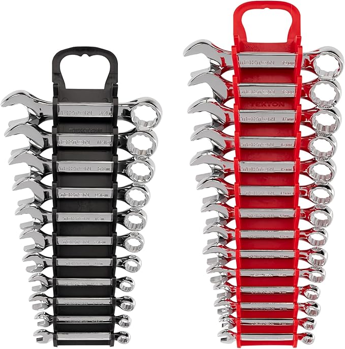 TEKTON Stubby Combination Wrench Set with Holders, 25-Piece (1/4-3/4 in., 6-19 mm) | WCB92403