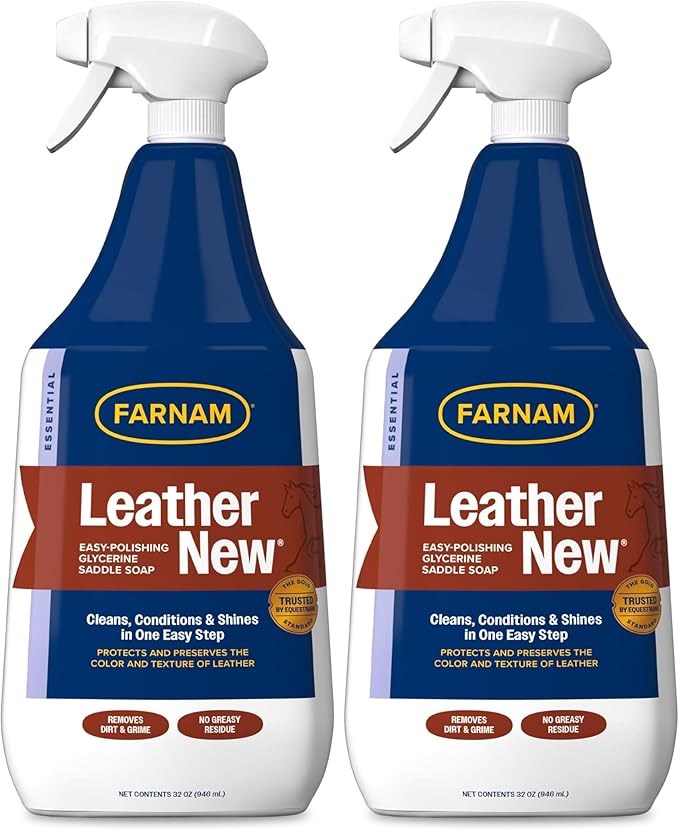 Farnam Leather New Easy-Polishing Glycerine Saddle Soap and Leather Saddle Cleaner, Protects and Preserves Leather, Cleans, Conditions and Polishes, 32 Oz. (Pack of 2)