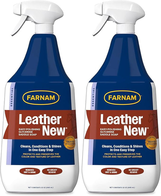 Farnam Leather New Easy-Polishing Glycerine Saddle Soap and Leather Saddle Cleaner, Protects and Preserves Leather, Cleans, Conditions and Polishes, 32 Oz. (Pack of 2)