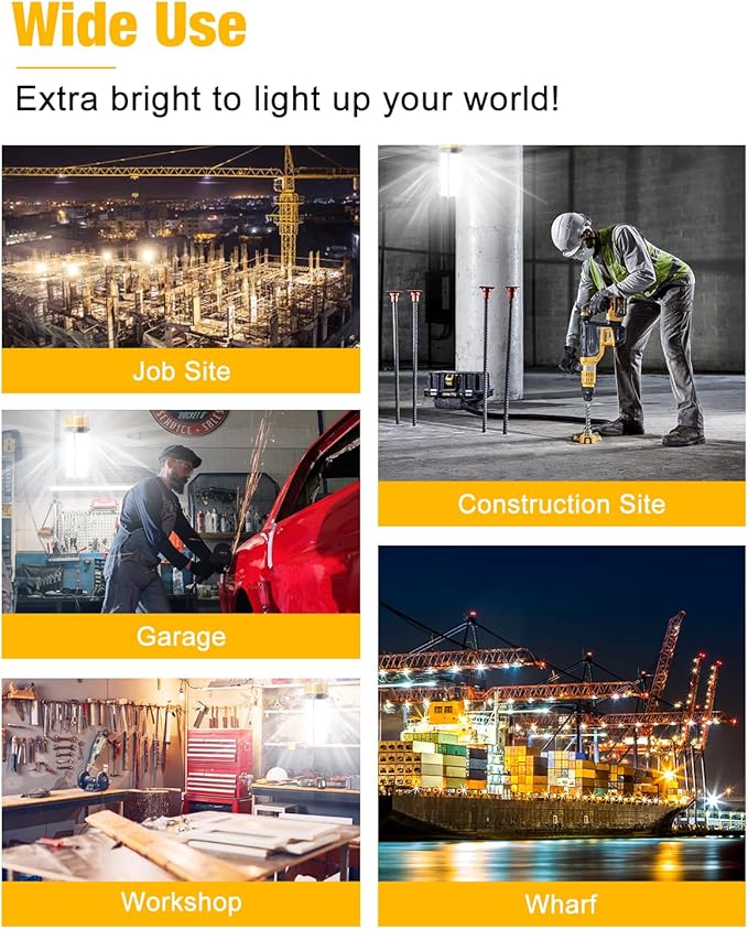 LED Temporary Work Light 250W, Construction Lights 5000K 30,000lm Outdoor Job Site Lighting 10ft Cord IP65 Dust Waterproof Hanging Lighting