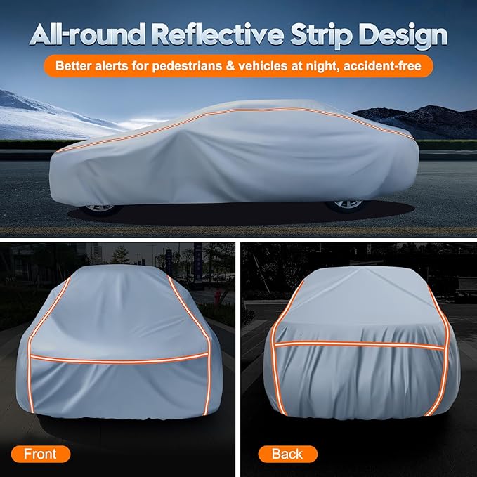 INTISAM Car Cover Waterproof All Weather 5 S Quick Install for Toyota Highlander,Ford Explorer,Jeep Grand Cherokee,Honda Pilot Automobiles Universal Fit SUV/MPV Length 191-201 Inch 6-Layer 500D Cover