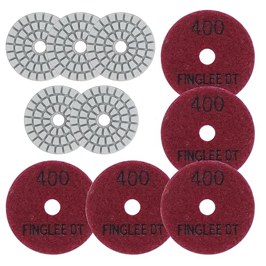 2 Inch Diamond Polishing Pads with 7Pcs Dry Wet Granite Stone Polish Pad Kit for Drill，50-3000 Grit Polishing Pad (5Pcs 400#（Dry/Wet）)