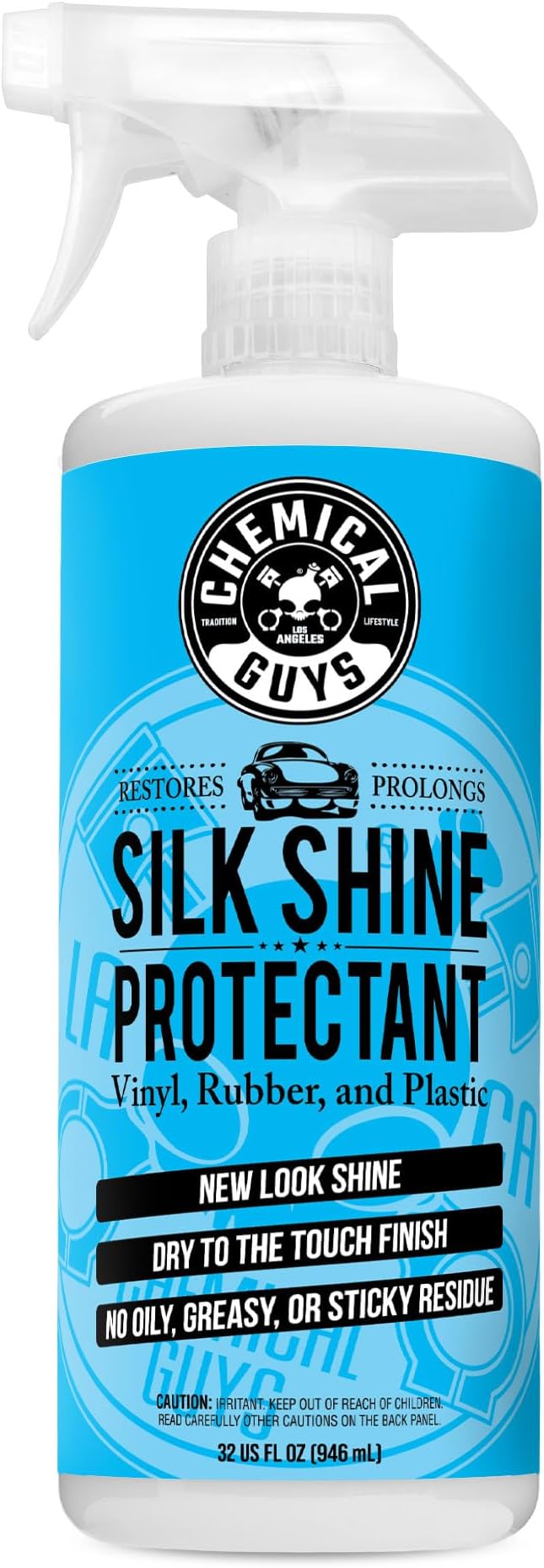 Chemical Guys Silk Shine Spray-able Dry-To-The-Touch Dressing and Protectant for Tires, Trim, Vinyl, Plastic and More, Safe for Cars, Trucks, Motorcycles, RVs & More, 32 fl oz