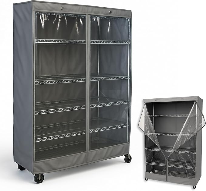 Formosa Covers Premium Wire Shelf Cover Clear Front - (48”Wx18”Dx72”H) Shelving Storage Solution Wire Rack Protection - Waterproof Dustproof Fabric, 3 Way Zipper (NO SHELF)
