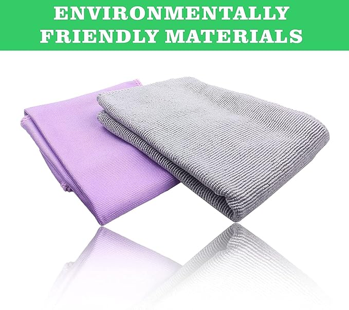 Longmann 2 x NΘrwex Basic Package Window Cleaning Cloth and Enviro Cloth Glass Cloth, Cleaning Cloth, Streaks Scratches Free (2 Purple and 2 Grey)