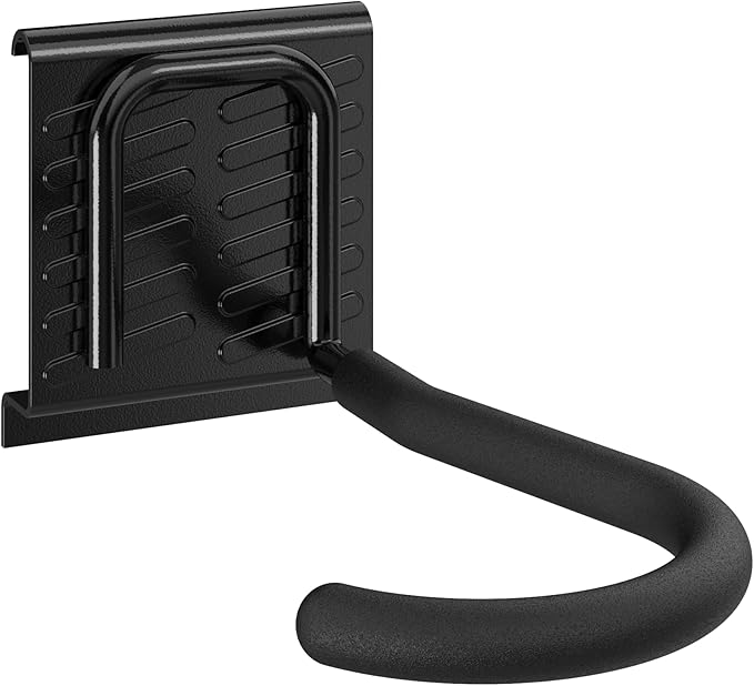 ClosetMaid ProGarage 4 Bike Storage Rack Rails Set, Helmet and Utility Hooks, Heavy Duty Wall Mount, Black