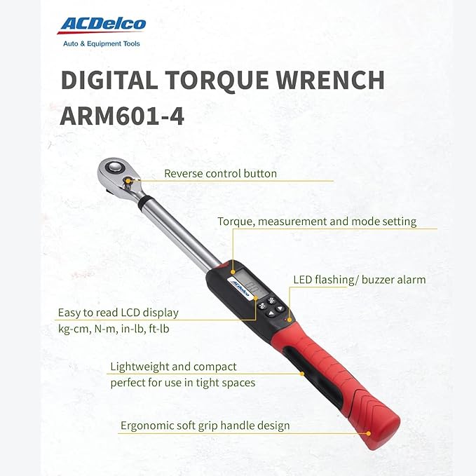 ACDelco ARM601-34 3/8” & ½” Heavy Duty Digital Torque Wrench Combo Kit with Buzzer and LED Flash Notification – ISO 6789 Standards with Certificate of Calibration