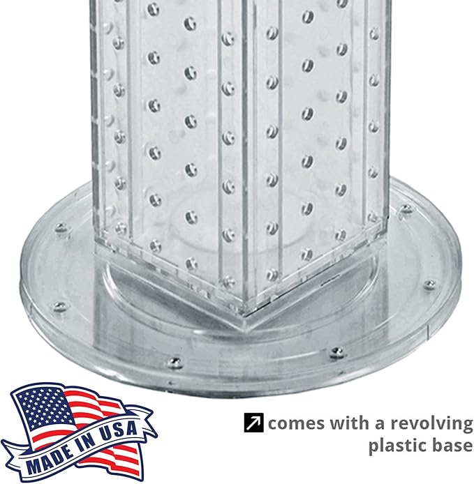 Azar Displays 700220-CLR Pegboard 4-Sided Revolving Counter Display, Clear Translucent Color