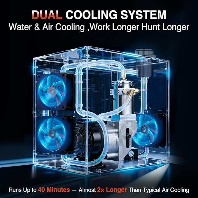 PCP Air Compressor, Max 5800 PSI / 40 MPa,350W High Pressure Portable Pump, Water & Air Cooling, Dual Auto-Stop Gauge, 12V DC & 110V AC, for Air Rifles, Paintball Tanks, HPA Cylinders, Orange